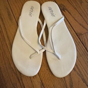 aerie White Slim Thong Sandals